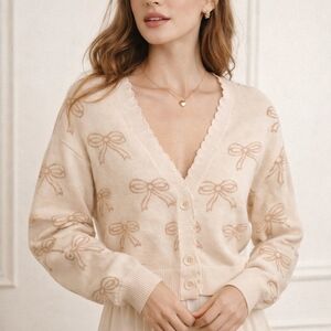 Willow & Wind Bow Cardigan – Coquette / Balletcore Knit – XS
